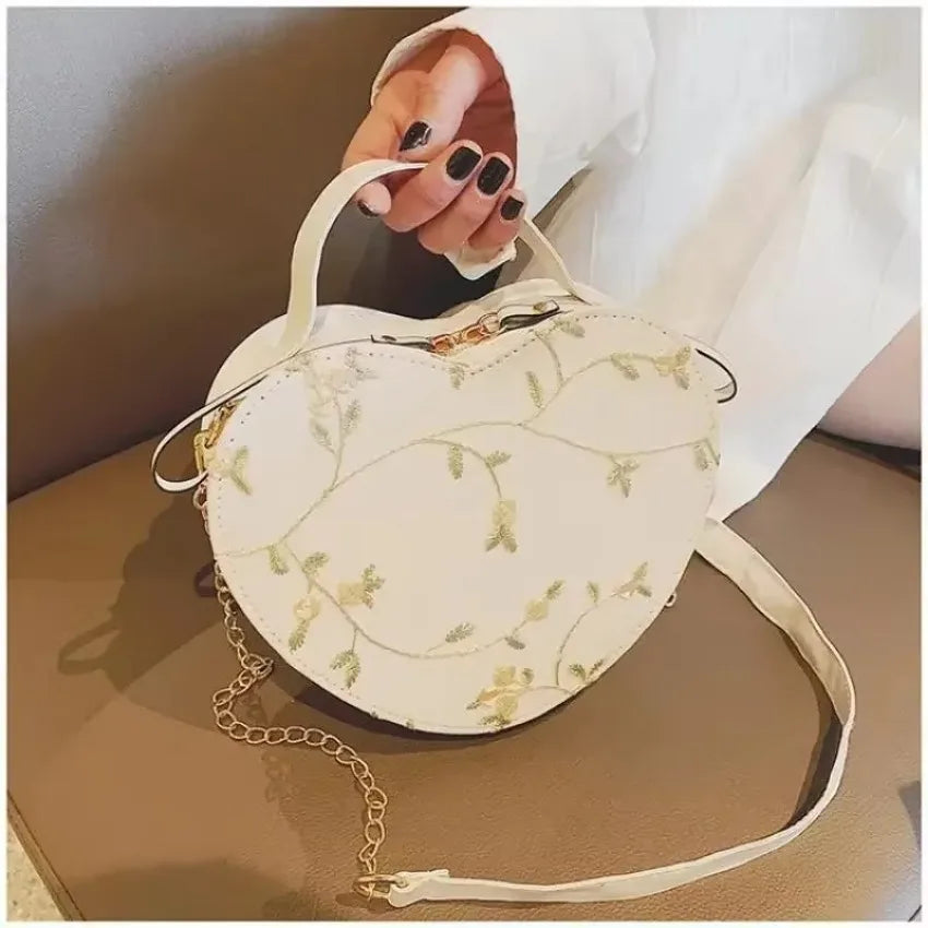1 Pcs Women PU Leather Shoulder Bag Leisure Spring Summer Heart-shaped Handbag Crossbody Bags Zipper