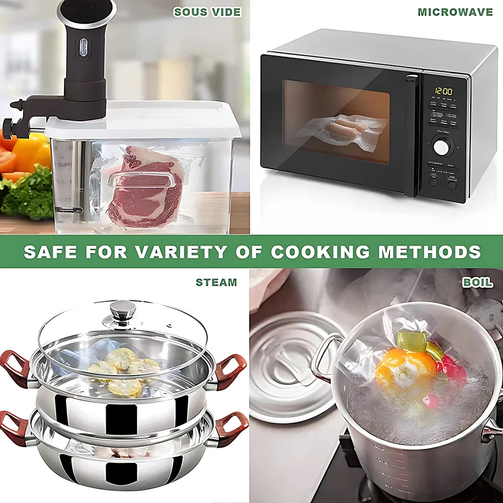 50PCS/Lot BPA-Free Vacuum Food Bags, Vacuum Sealed Storage Bags For Food Storage and Preservation,Reusable Vacuum Sealer Bag