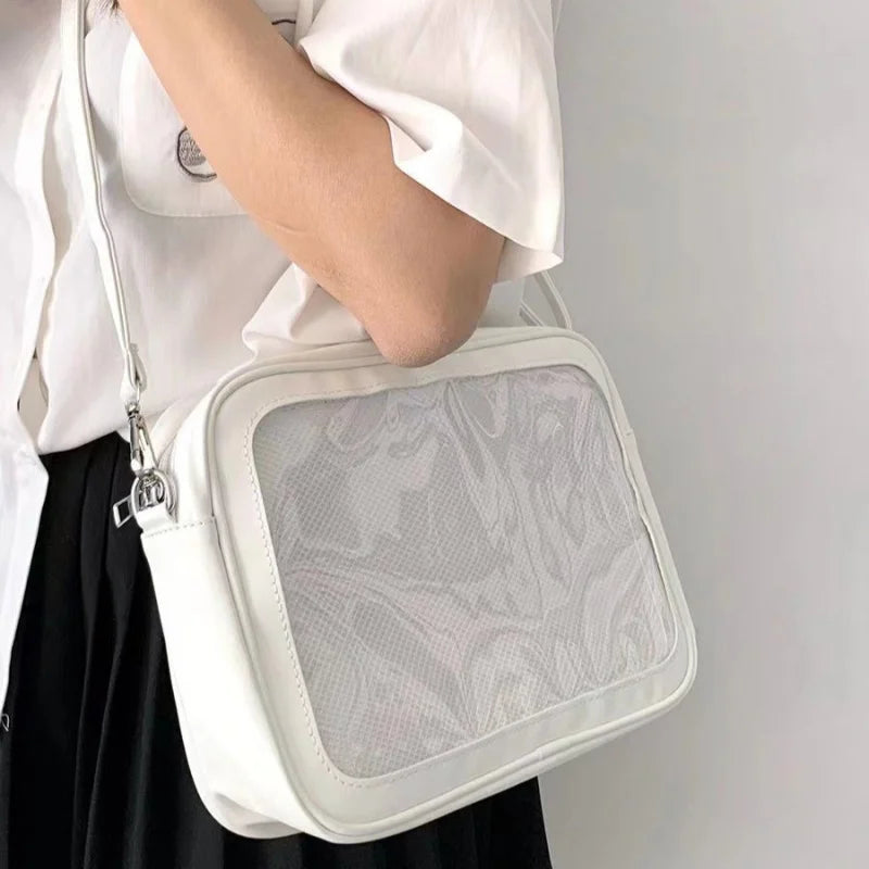 apanese High School Girls Crossbody Bags PU JK Handbags Transparent Itabag Women New bags Leather Shoulder Bag Bolso