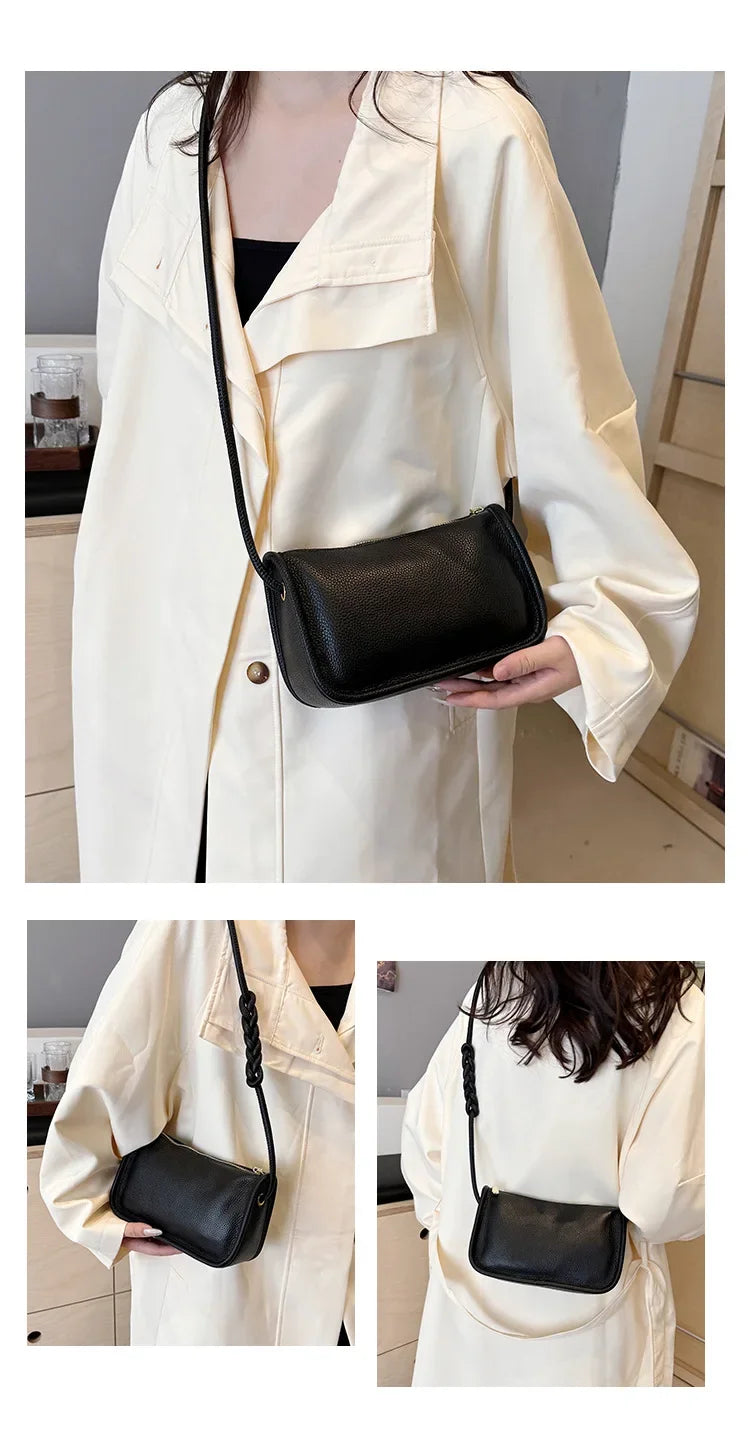 100%Real Cowhide Genuine Leather Sac Fashion Women Crossbody Bags for Ladies New High Capacity Shoulder Bag Handbag Female Purse