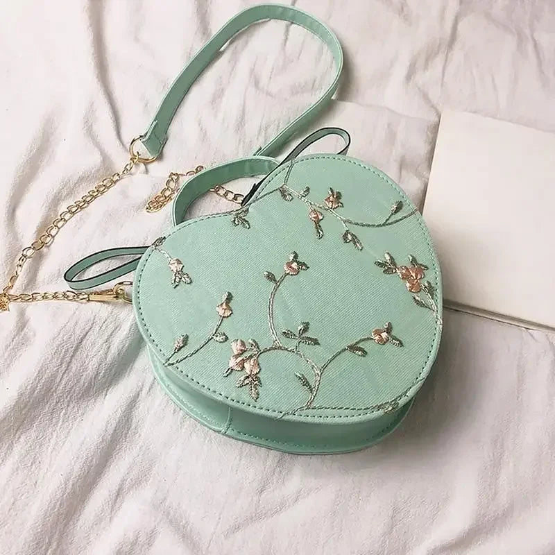 1 Pcs Women PU Leather Shoulder Bag Leisure Spring Summer Heart-shaped Handbag Crossbody Bags Zipper