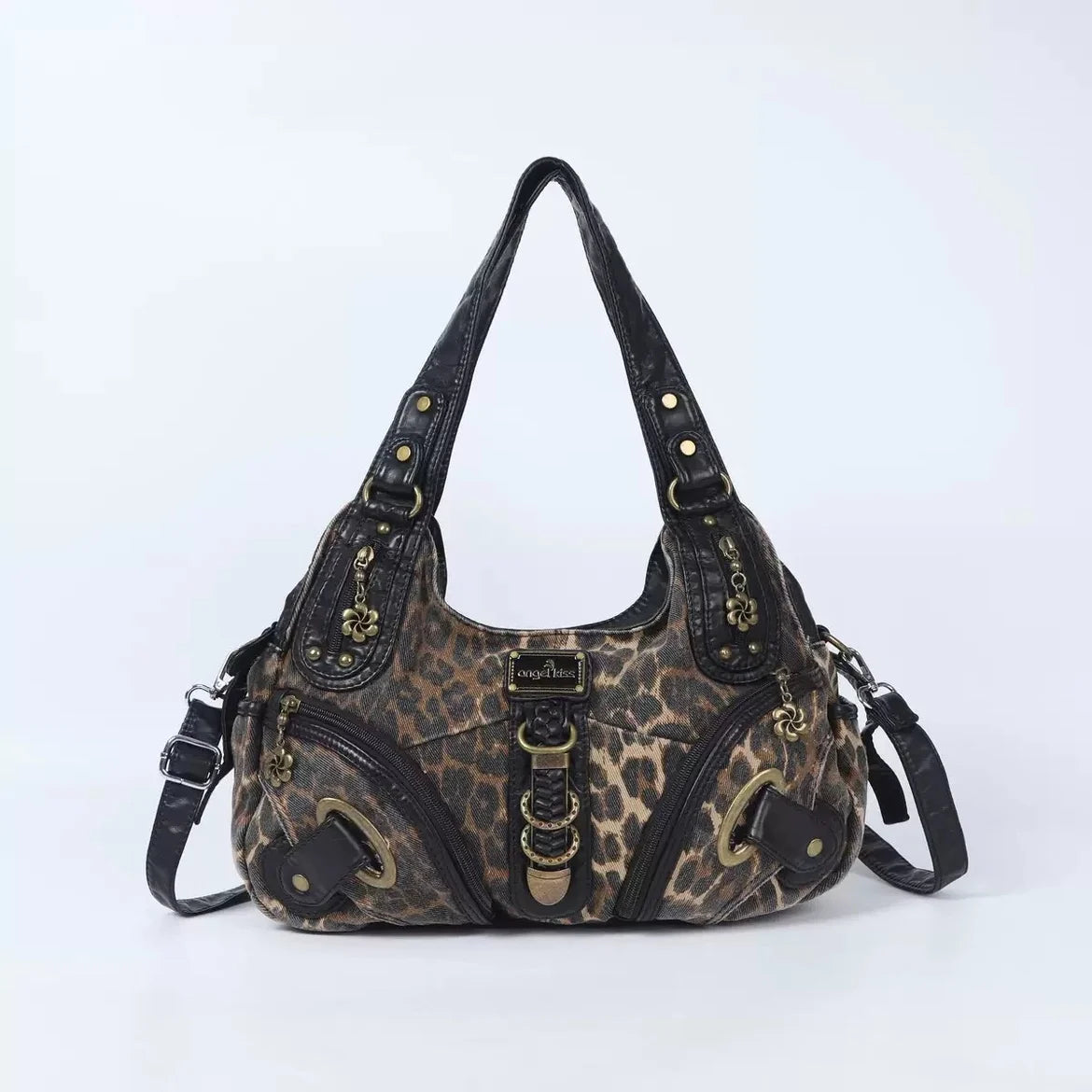 Angel Kiss Vintage Y2K Millennium Trendy Leopard Tie Dye Tote Bag Crossbody Bag Briti Sle Youth Daily Use Waterproof